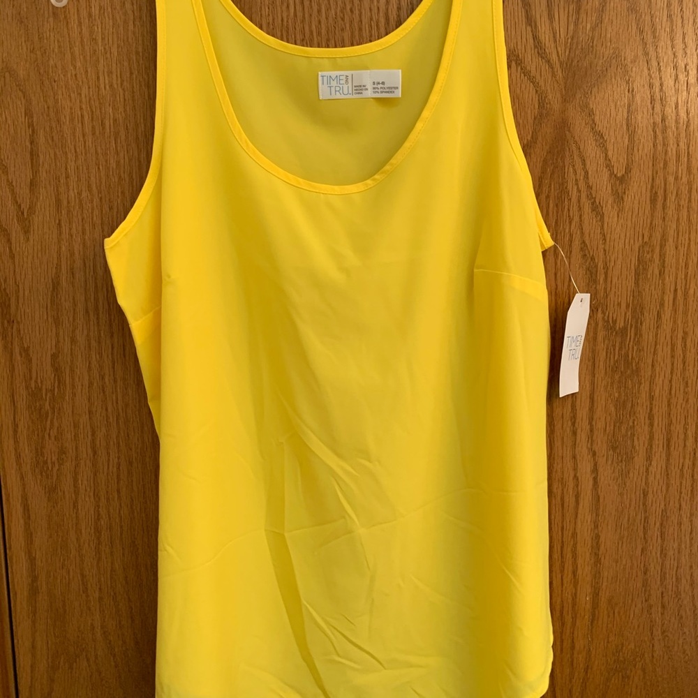 Yellow chiffon-like tank